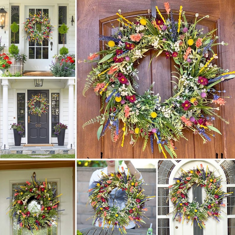 Vibrant Floral Wreath for Spring – Brighten Your Entryway Decor