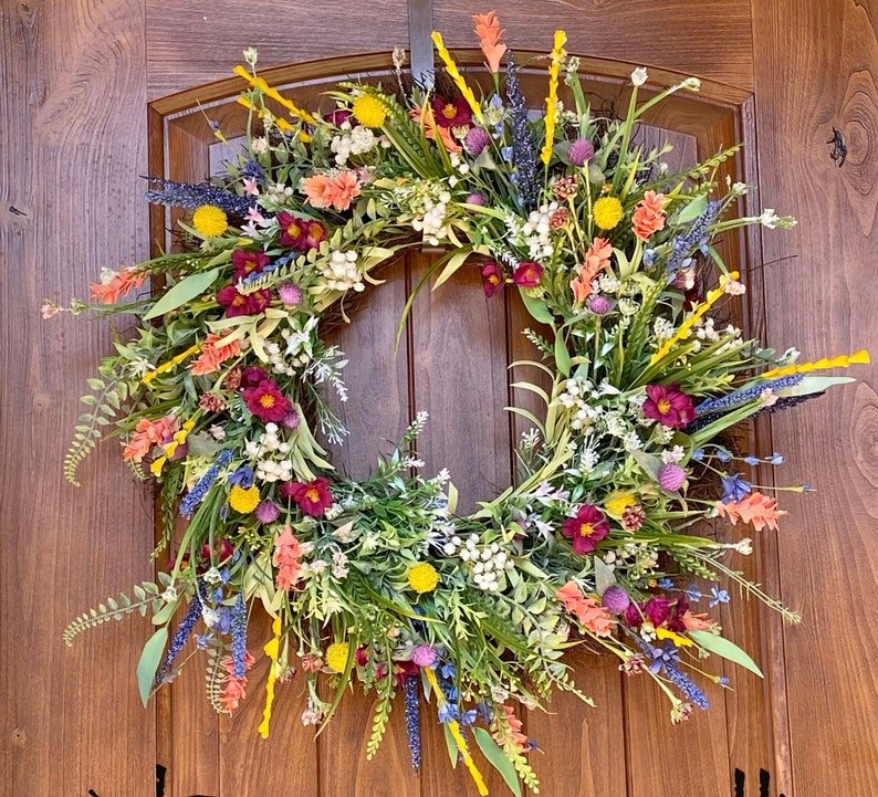 Vibrant Floral Wreath for Spring – Brighten Your Entryway Decor