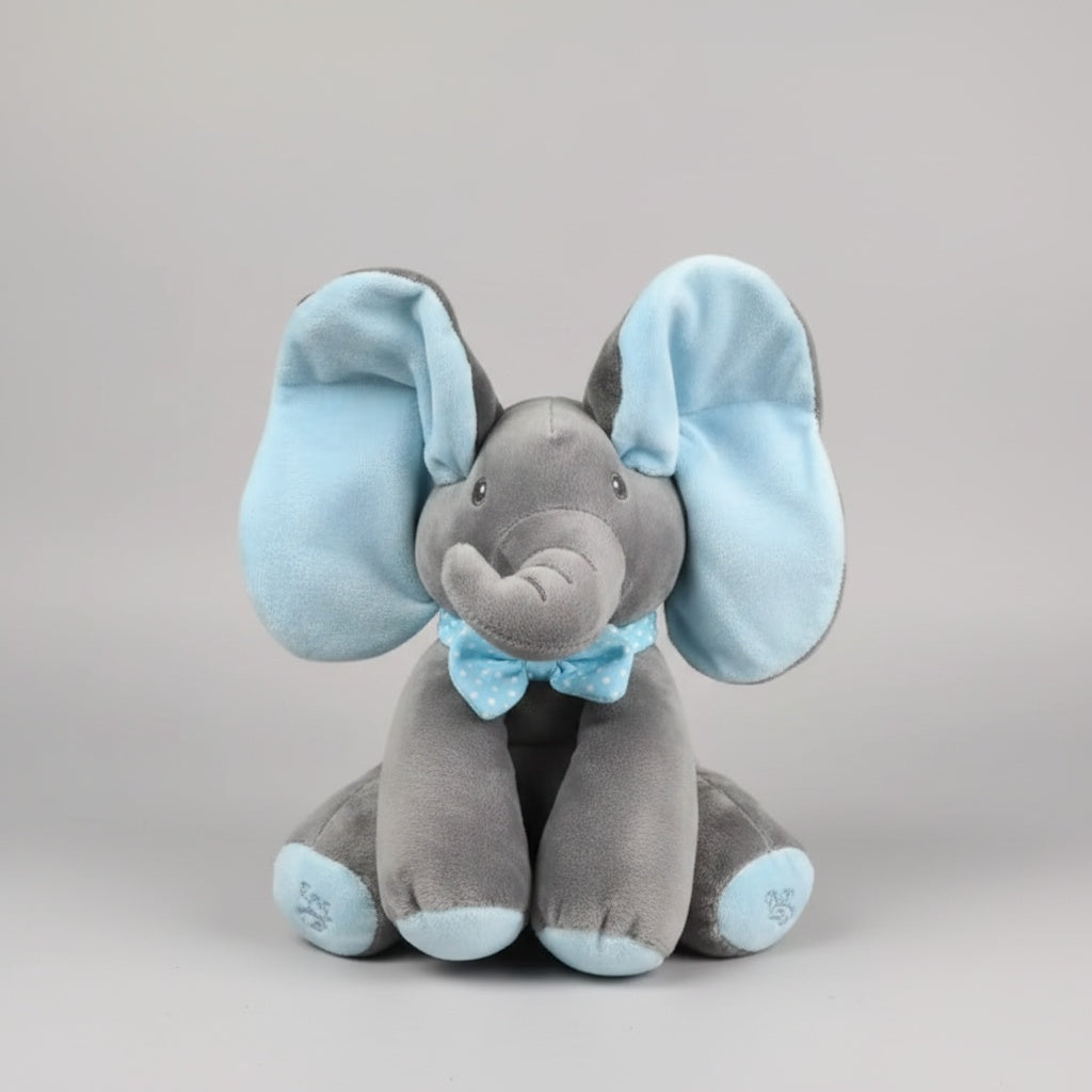 Plush Elephant Toy with Peek-a-Boo Function for Singing