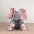 Plush Elephant Toy with Peek-a-Boo Function for Singing