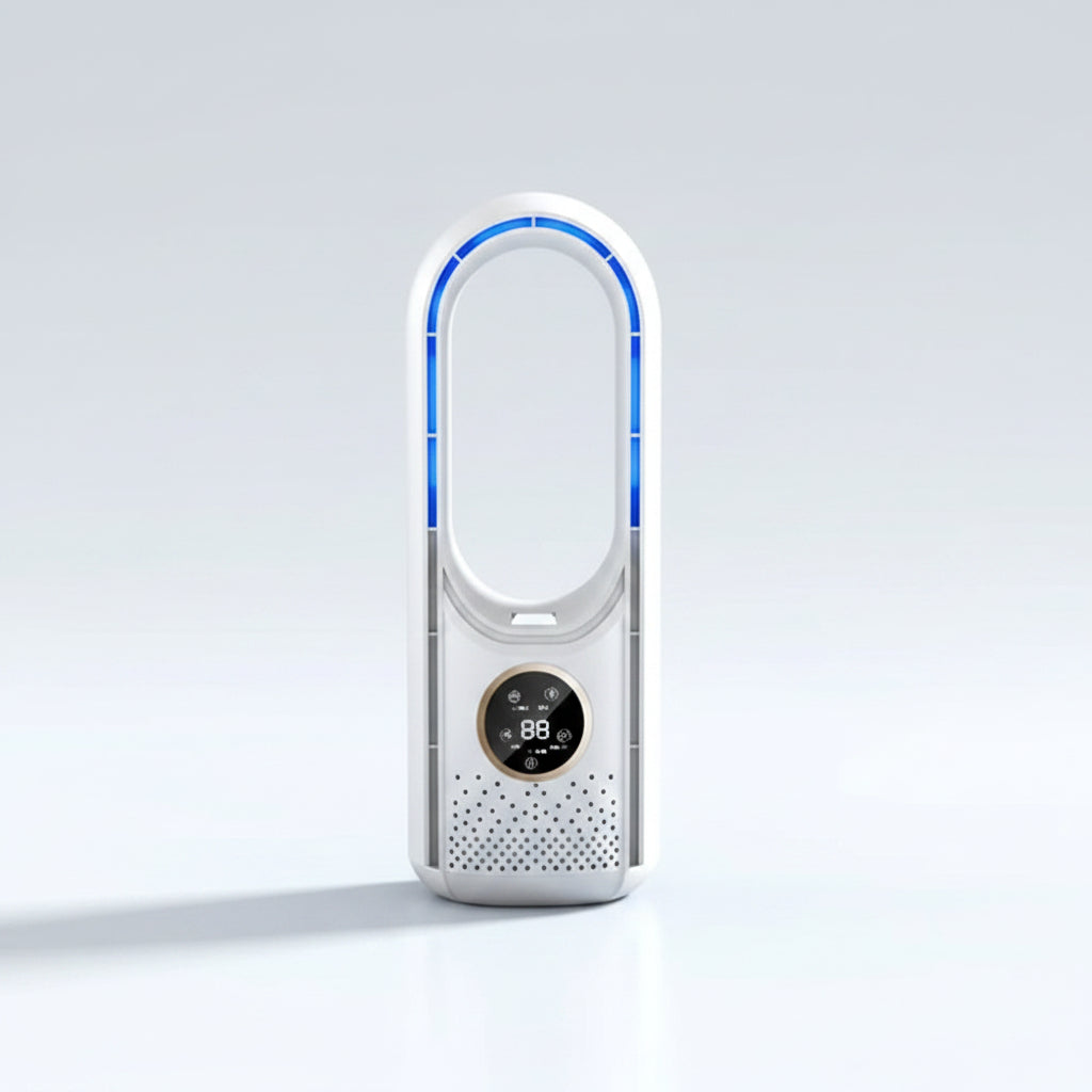 Bladeless Fan with Evaporative Cooling for Portable Air Conditioning