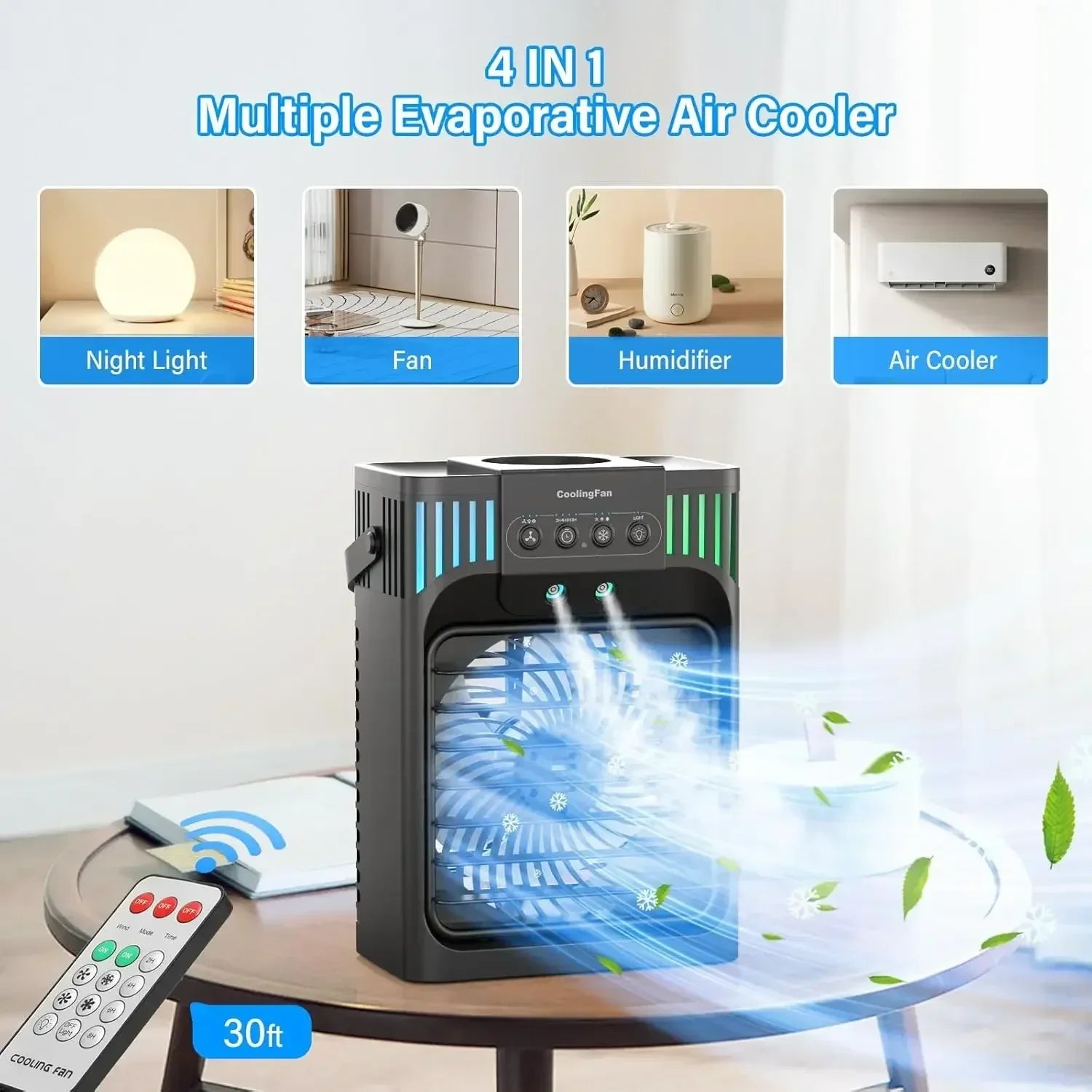 Compact Desktop Air Conditioner with Remote Control for Portability