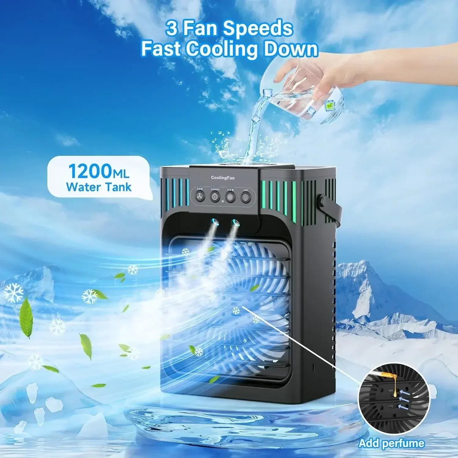 Compact Desktop Air Conditioner with Remote Control for Portability