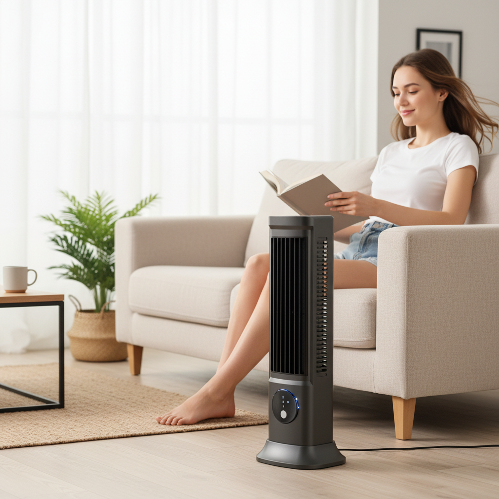 Oscillating Cooling Fan with LED Display – Portable Tower Design