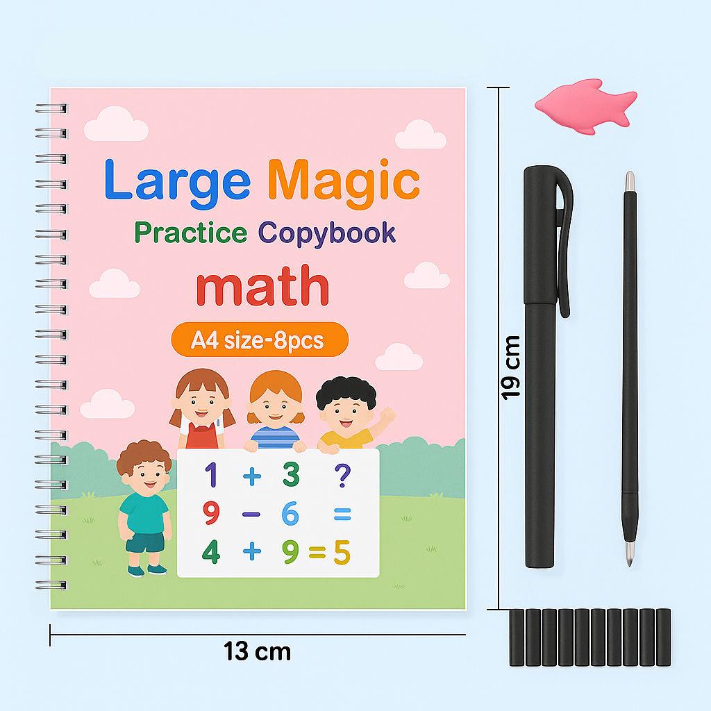 Math Workbook for Drawing Numbers and Alphabet Practice