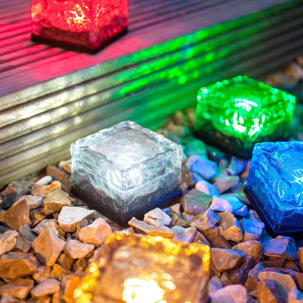 Color-Changing Solar Cube Light for Garden with Water Ripple Design