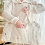 Embroidered Design Travel Bag with Quilted Texture