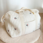 Embroidered Design Travel Bag with Quilted Texture