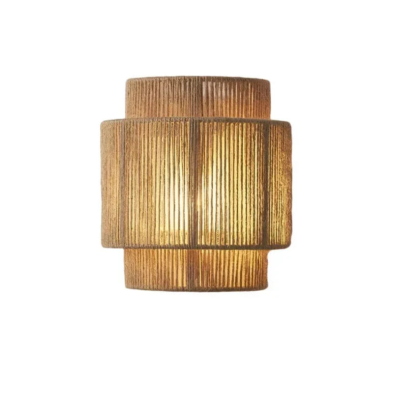 Bamboo Wall Light with Handwoven Rattan Design