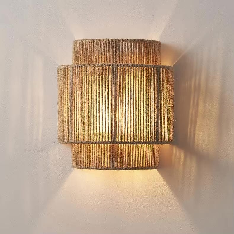 Bamboo Wall Light with Handwoven Rattan Design