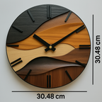Round Glass Wall Clock with Faux Wood Grain - Nordic Style Decor