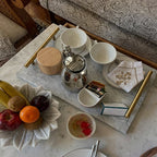 Serving Tray with Handles - Rectangular Marble Design
