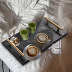 Serving Tray with Handles - Rectangular Marble Design
