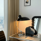 Curved Metal Table Lamp with Bauhaus Inspiration in Scandinavian Style