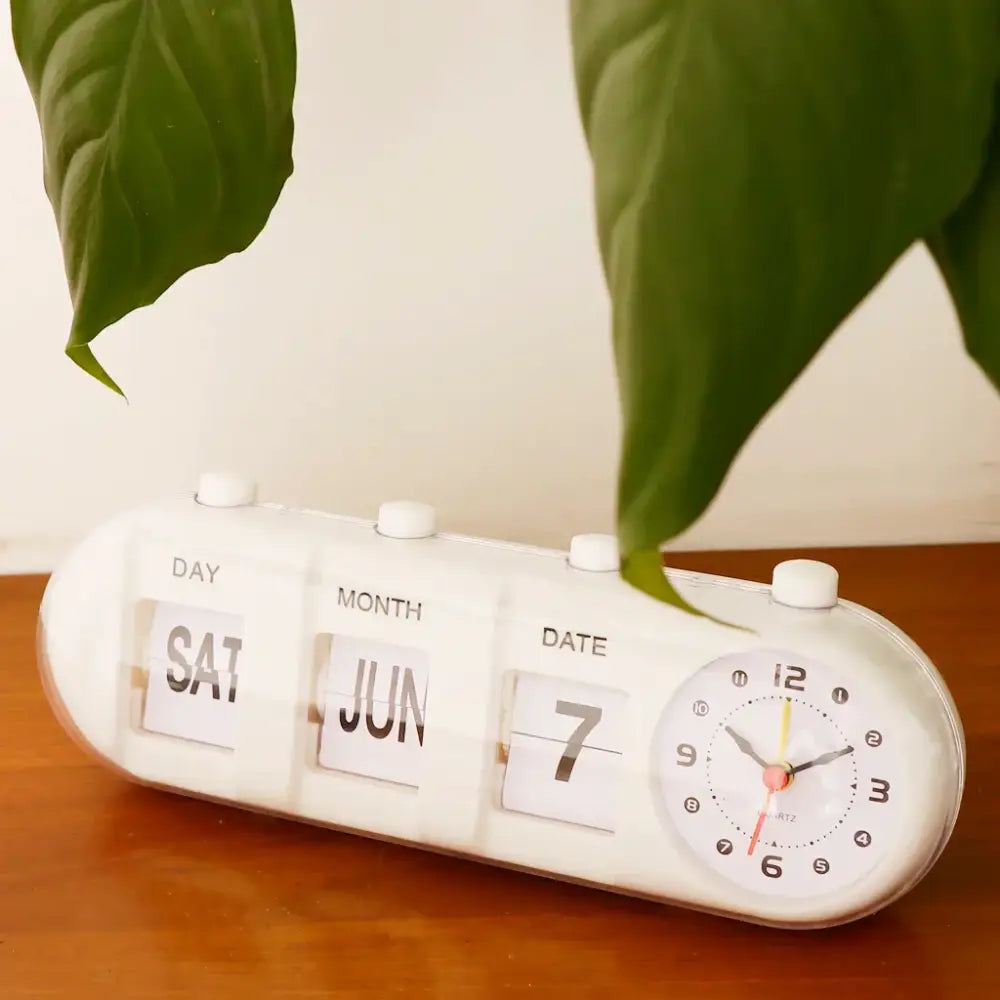 Analog Time Display Manual Flip Clock Calendar