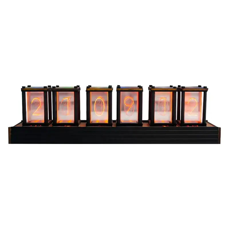 Nixie Tube Table Clock with Six-Digit Display in Retro Design