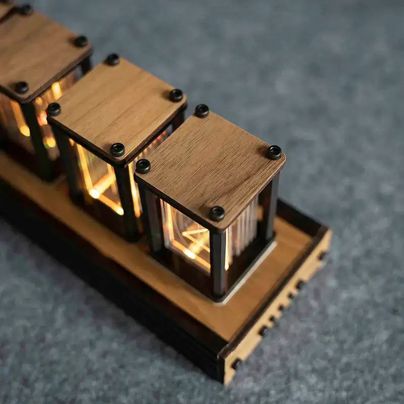 Nixie Tube Table Clock with Six-Digit Display in Retro Design