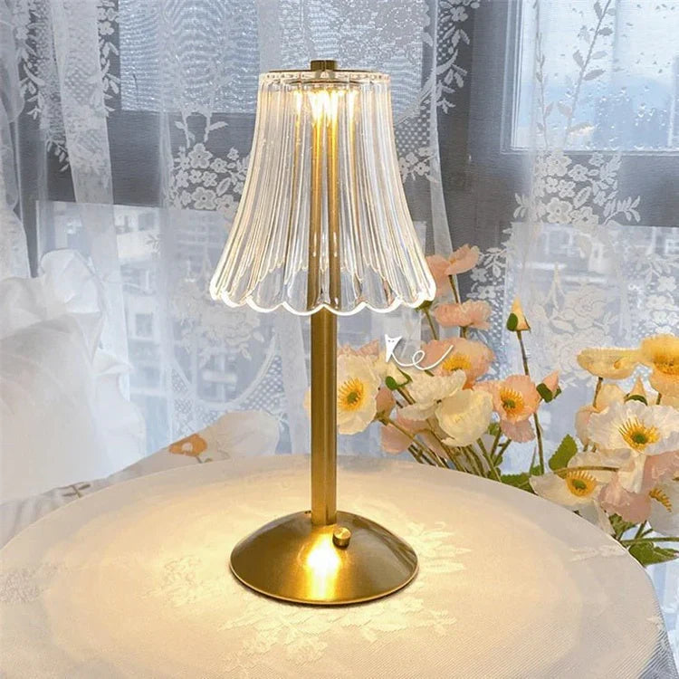 Touch-Sensitive Crystal Table Lamp with Gold Accent Finish