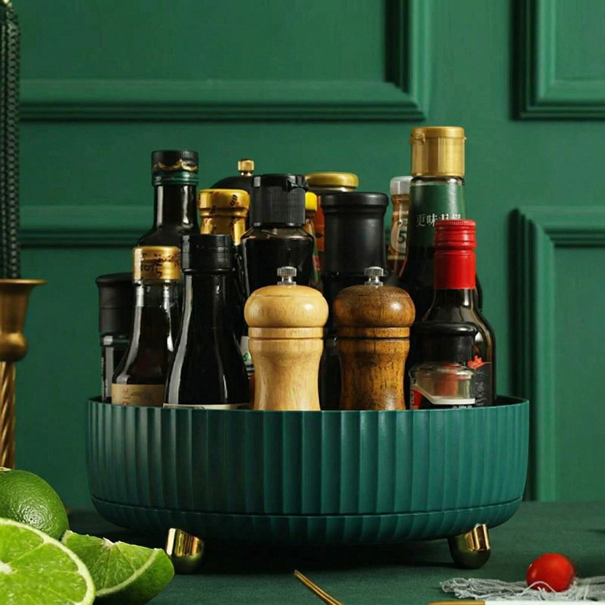 Ribbed Design Rotating Storage Tray