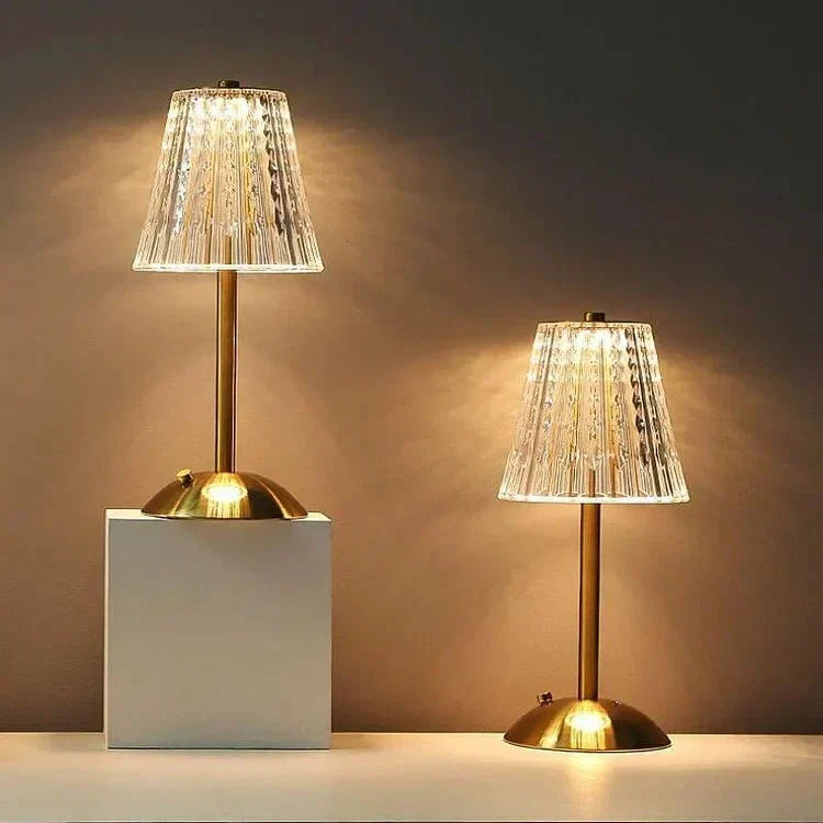 Touch-Sensitive Crystal Table Lamp with Gold Accent Finish