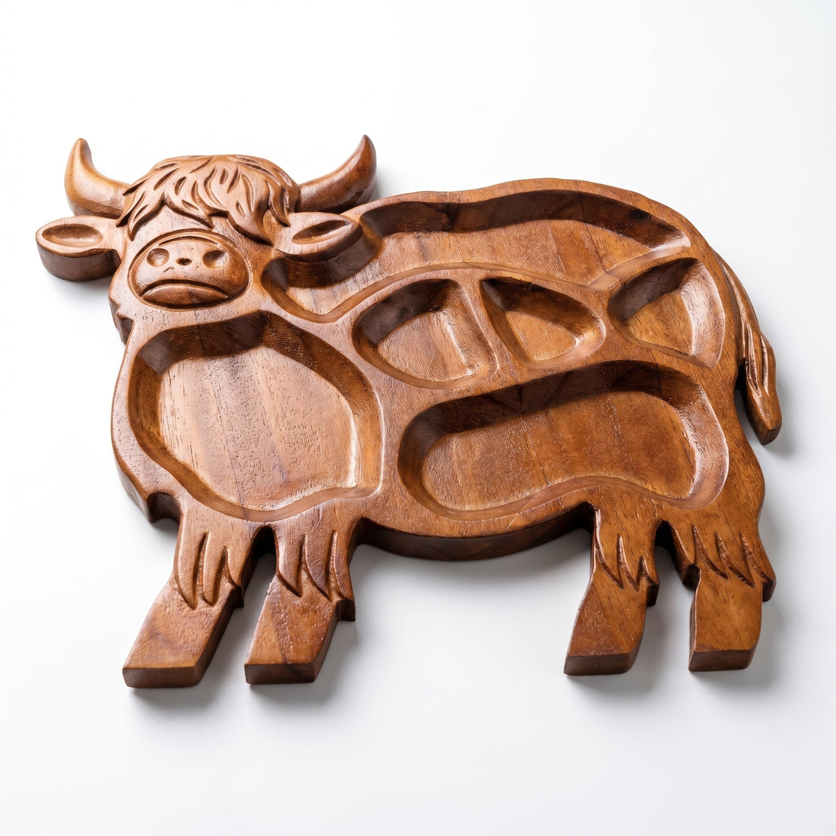 Serving Board with Rustic Highland Cow Design