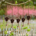 Pine Cone Wind Chime in Rustic Metal Design with Bell