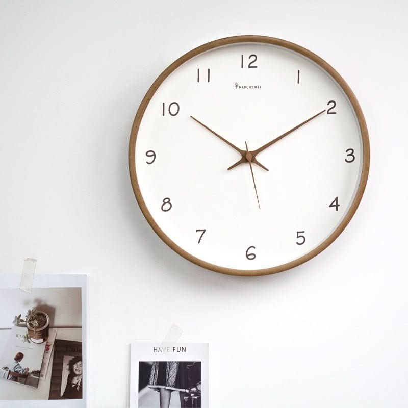 Silent Wooden Wall Clock – Classic Analog Design
