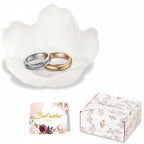 Flower-Shaped Ceramic Ring Holder Tray for Mother's Day Gift