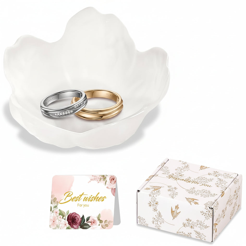 Flower-Shaped Ceramic Ring Holder Tray for Mother's Day Gift