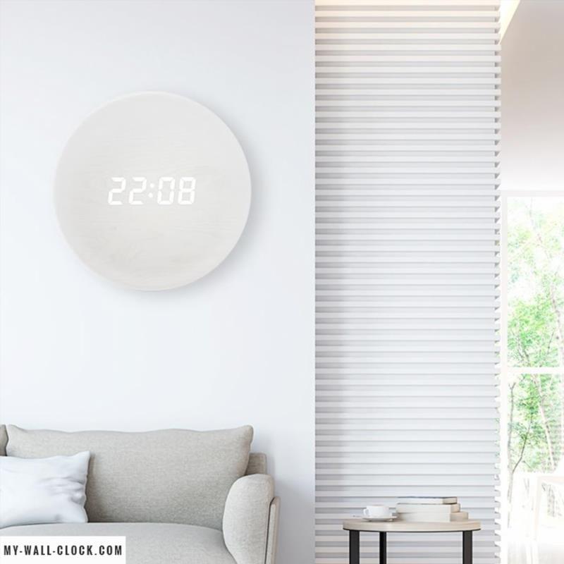 LED Display Digital Wall Clock with USB Power – Scandinavian Style