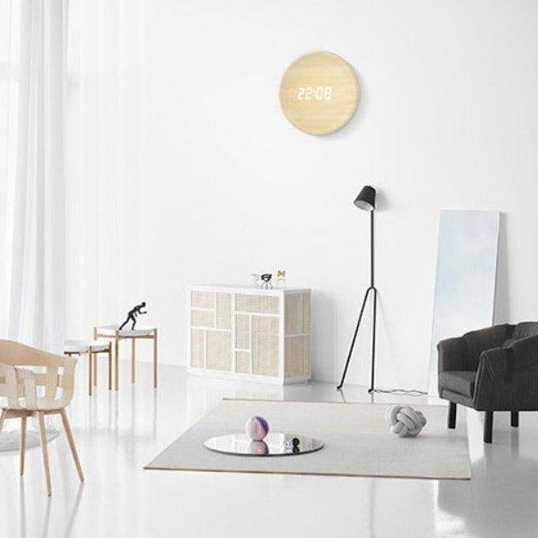LED Display Digital Wall Clock with USB Power – Scandinavian Style