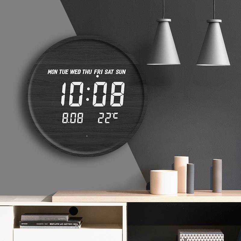 LED Display Digital Wall Clock with USB Power – Scandinavian Style