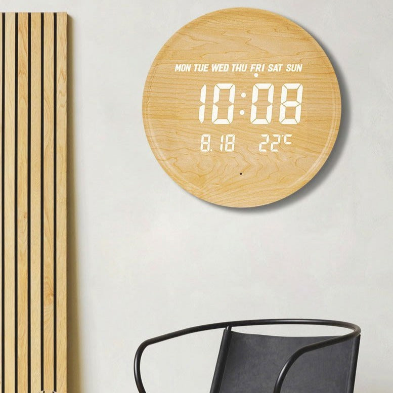 LED Display Digital Wall Clock with USB Power – Scandinavian Style