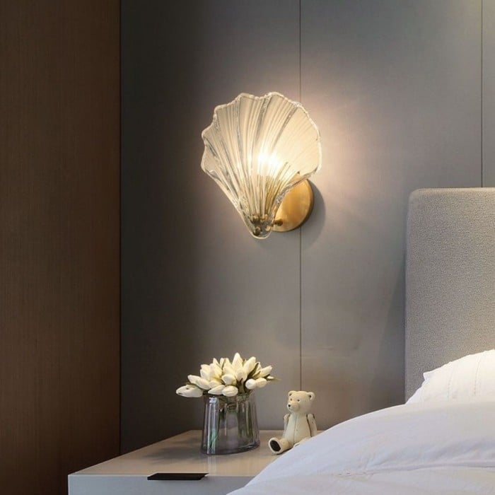 Contemporary Art Deco Wall Light with Shell Glass Design