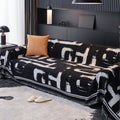 Abstract Patterned Sofa Slipcover with Fringed Edges
