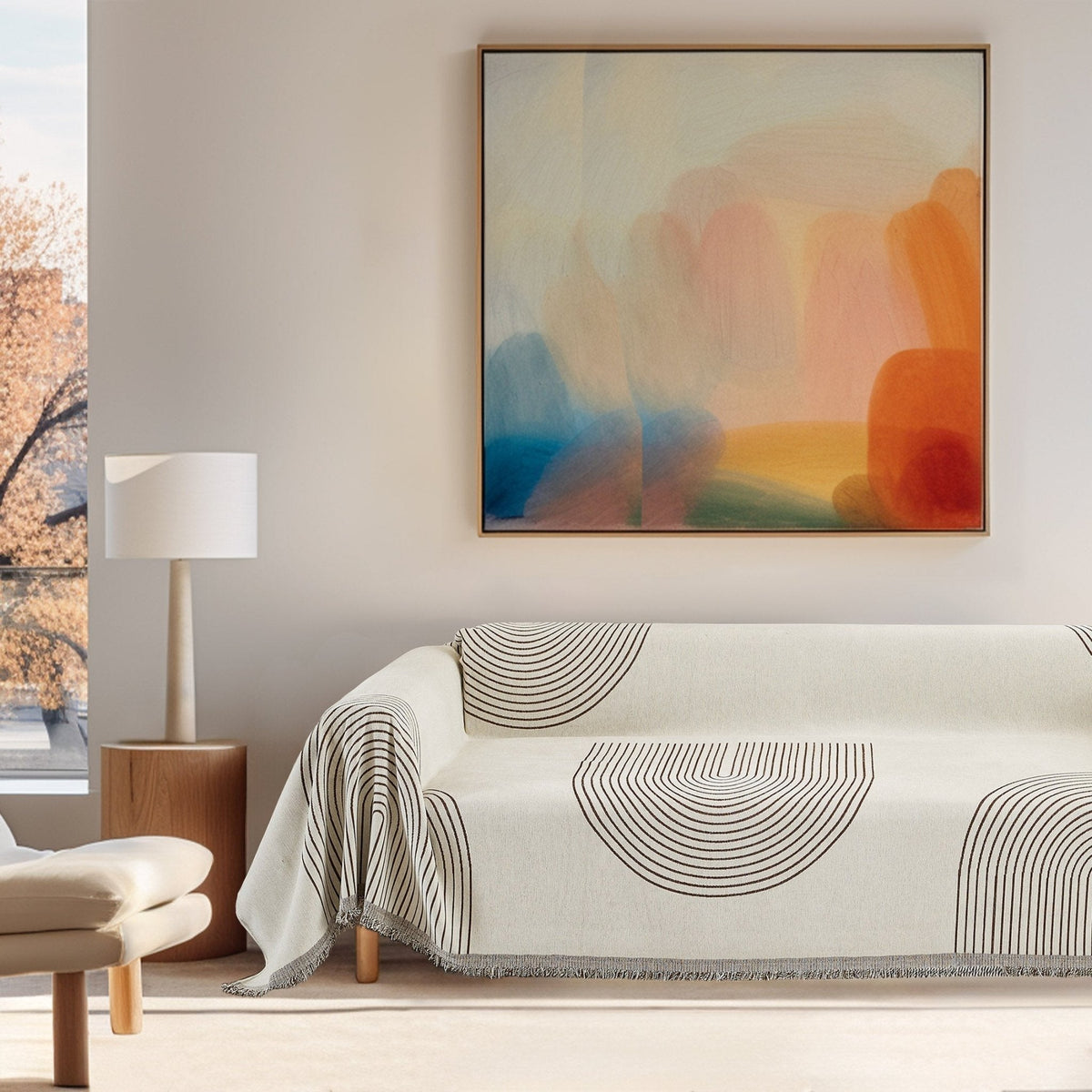 Modern Geometric Patterned Sofa Blanket
