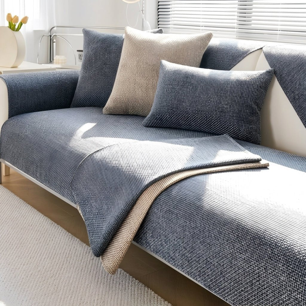 Textured Waffle Fabric Pattern Sofa Blanket