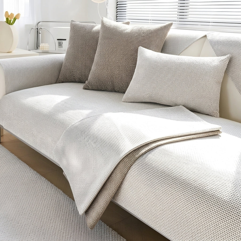 Textured Waffle Fabric Pattern Sofa Blanket