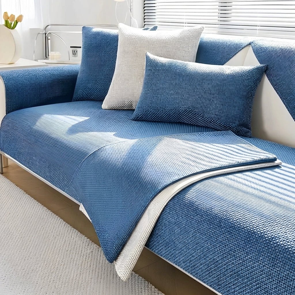 Textured Waffle Fabric Pattern Sofa Blanket