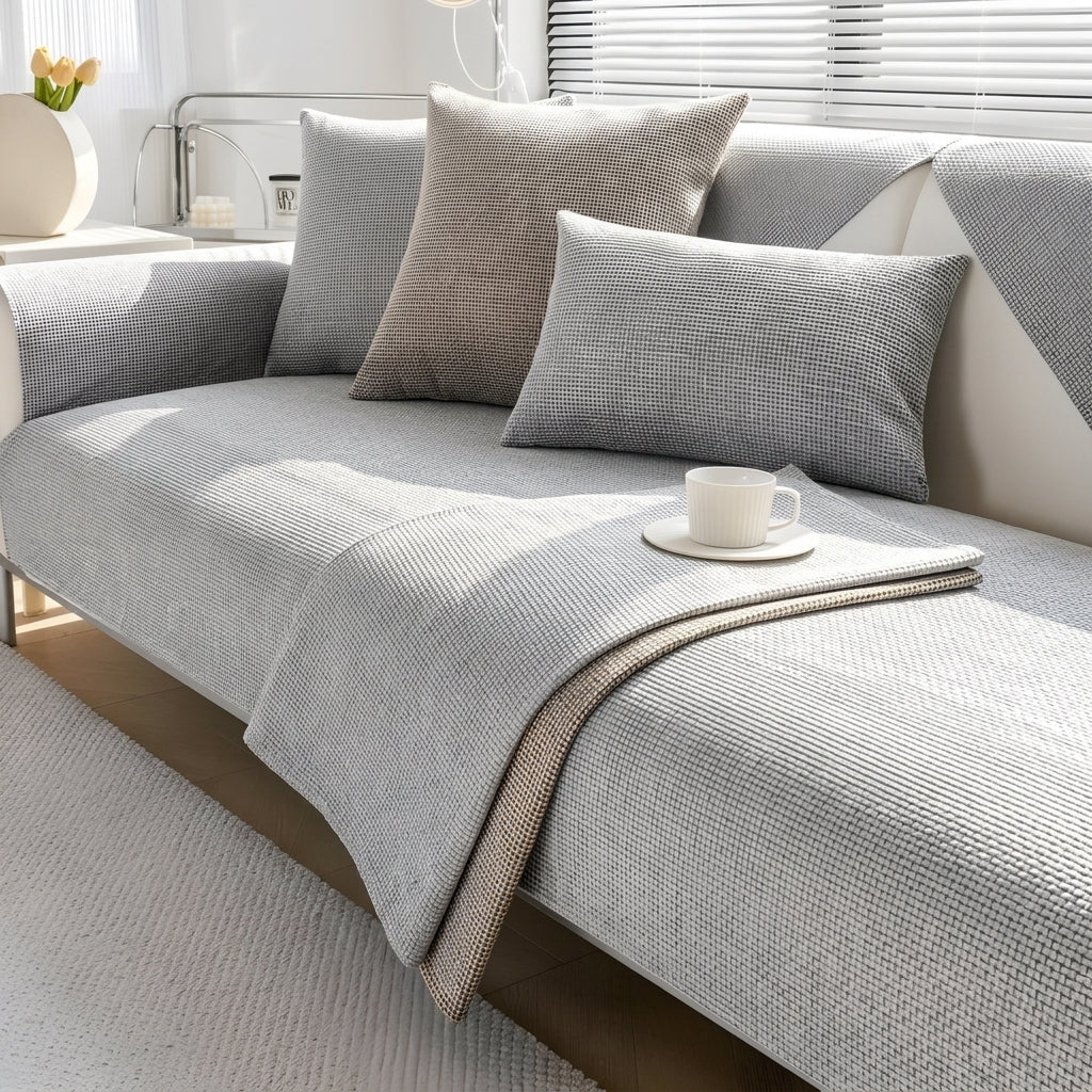 Textured Waffle Fabric Pattern Sofa Blanket