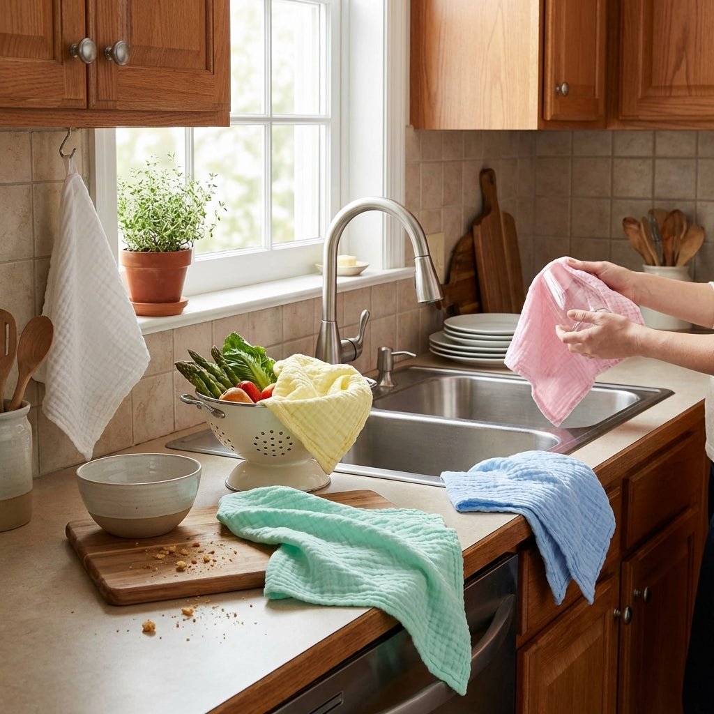 Waffle Textured Kitchen Towels – Soft Absorbent Set