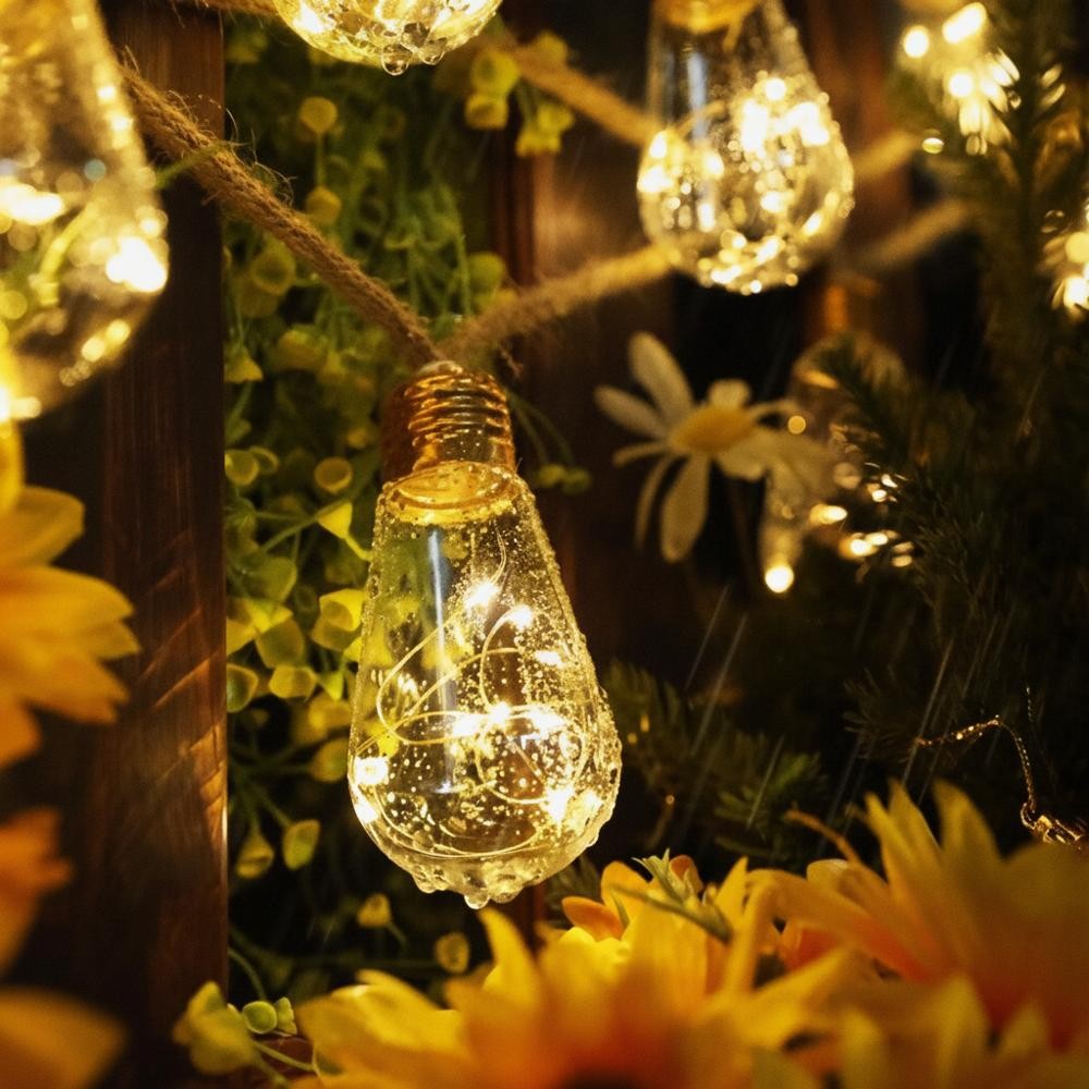 Outdoor Solar String Lights – Hemp Rope, 8 Lighting Modes, IP65