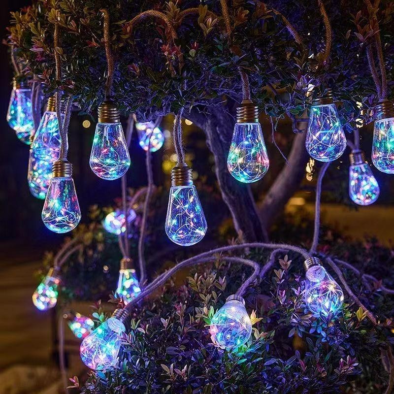 Outdoor Solar String Lights – Hemp Rope, 8 Lighting Modes, IP65