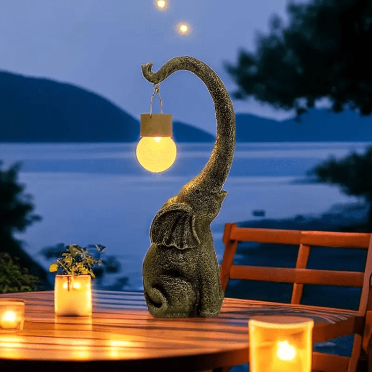 Outdoor Solar Light in Elephant Shape with Hanging LED Bulb