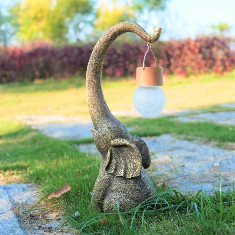 Outdoor Solar Light in Elephant Shape with Hanging LED Bulb