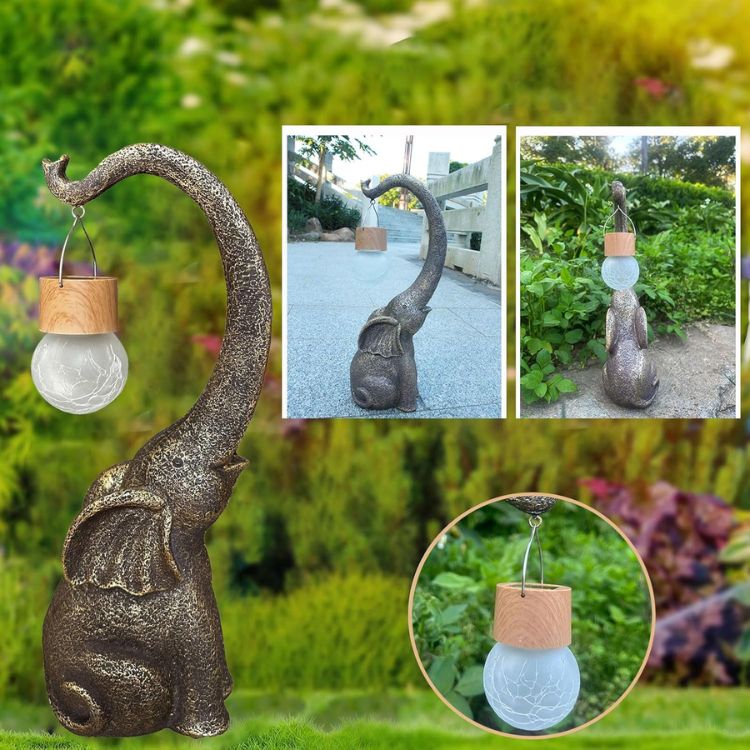 Outdoor Solar Light in Elephant Shape with Hanging LED Bulb