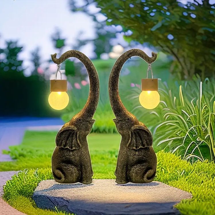 Outdoor Solar Light in Elephant Shape with Hanging LED Bulb