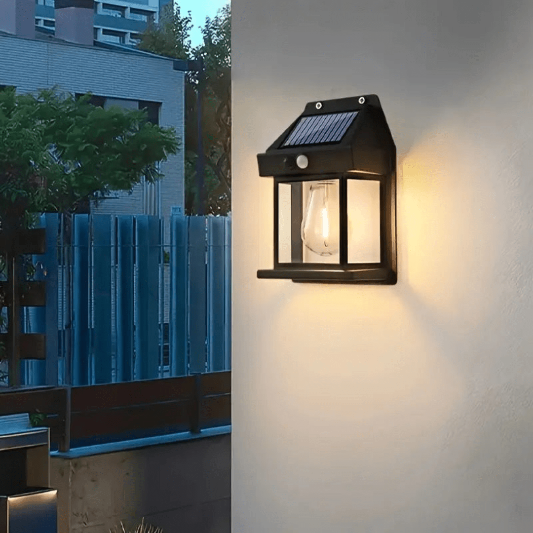 Outdoor Solar Wall Light Featuring Built-In Motion Detector