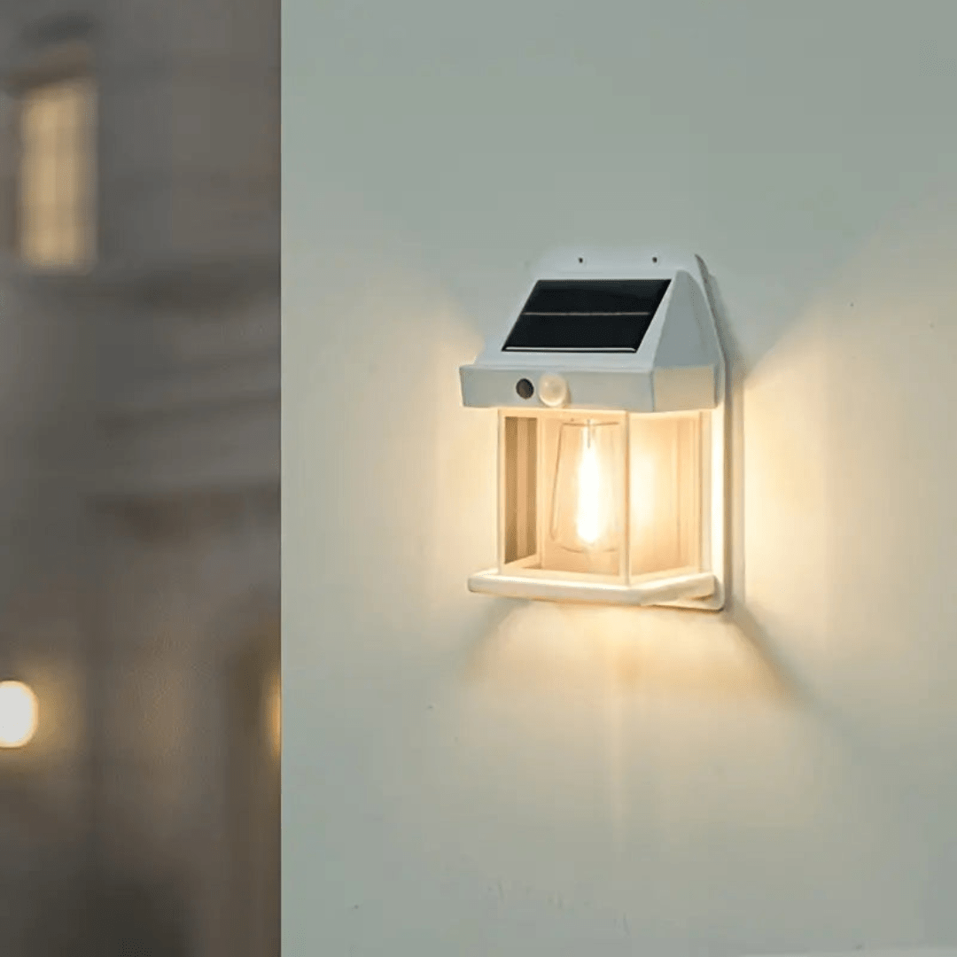 Outdoor Solar Wall Light Featuring Built-In Motion Detector