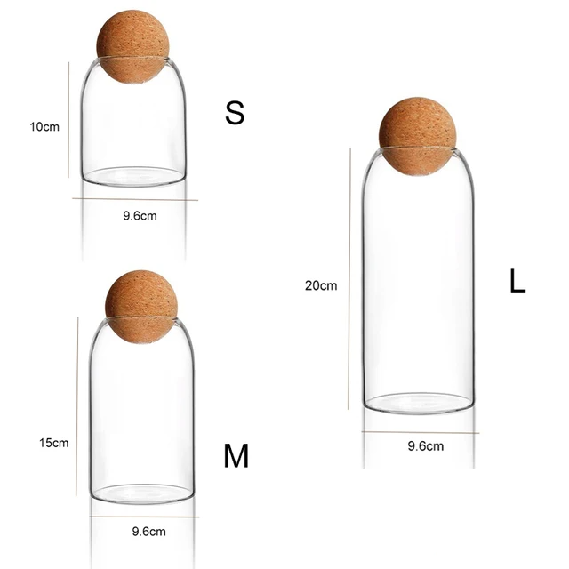 Transparent Kitchen Storage Canister with Cork Lid